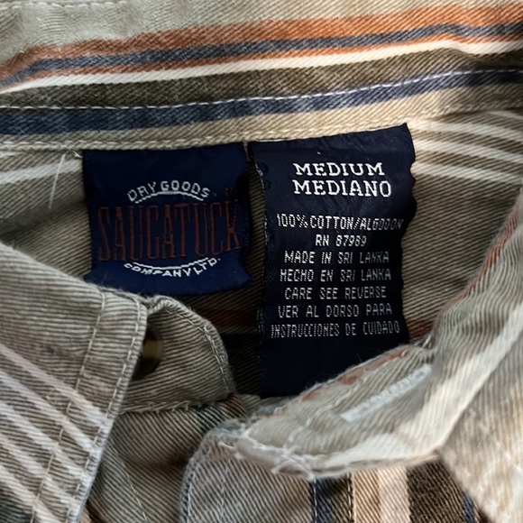 VINTAGE 90'S STRIPED Shirt Men's // Sugatuck Dry Goods Company Size M - Picture 2 of 5